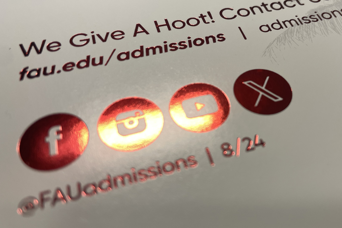 print brochure with red foil and UV