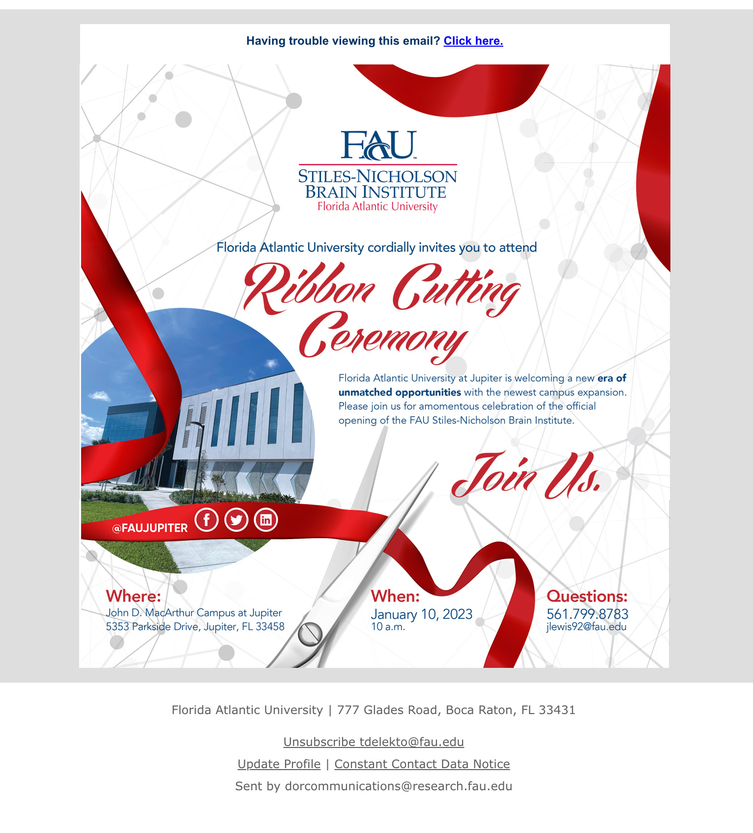 Ribbon-cutting email
