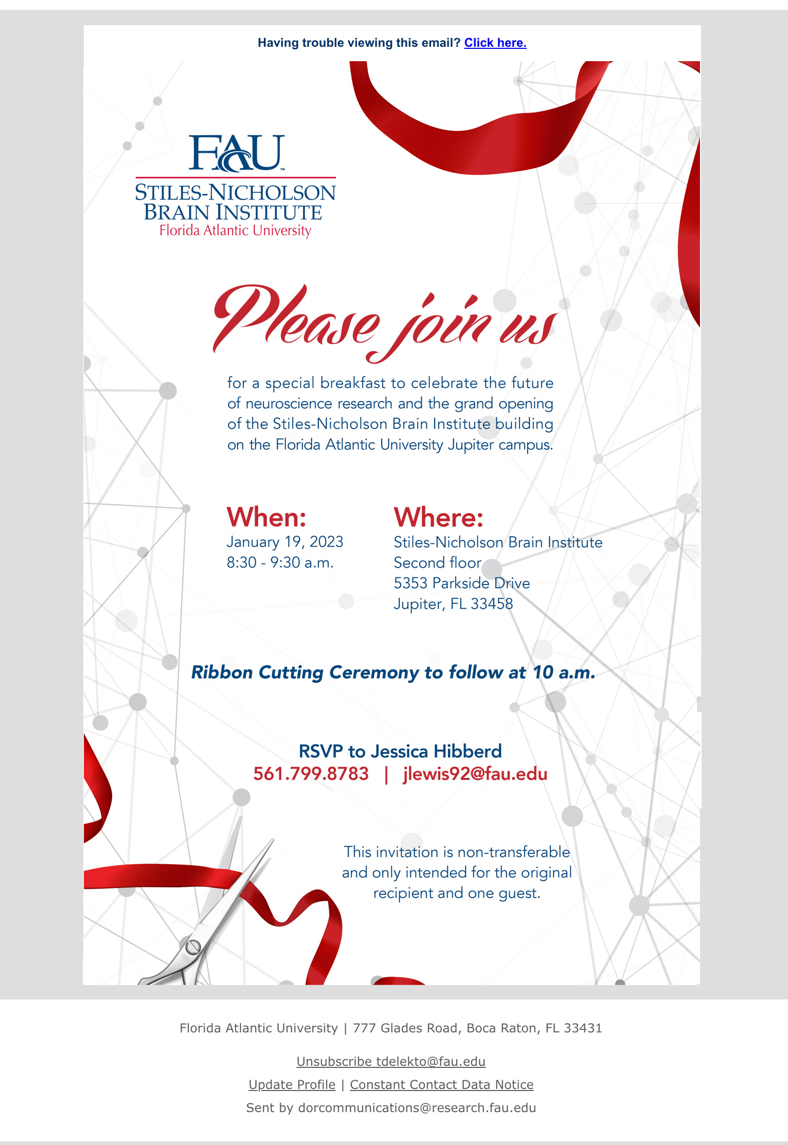 Ribbon-cutting email